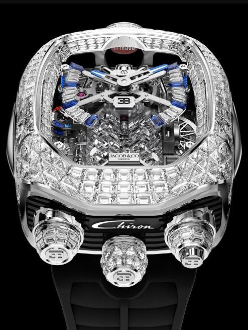 Jacob & Co BUGATTI CHIRON TOURBILLON SAPPHIRE CRYSTAL CLEAR BU210.80.AA ...